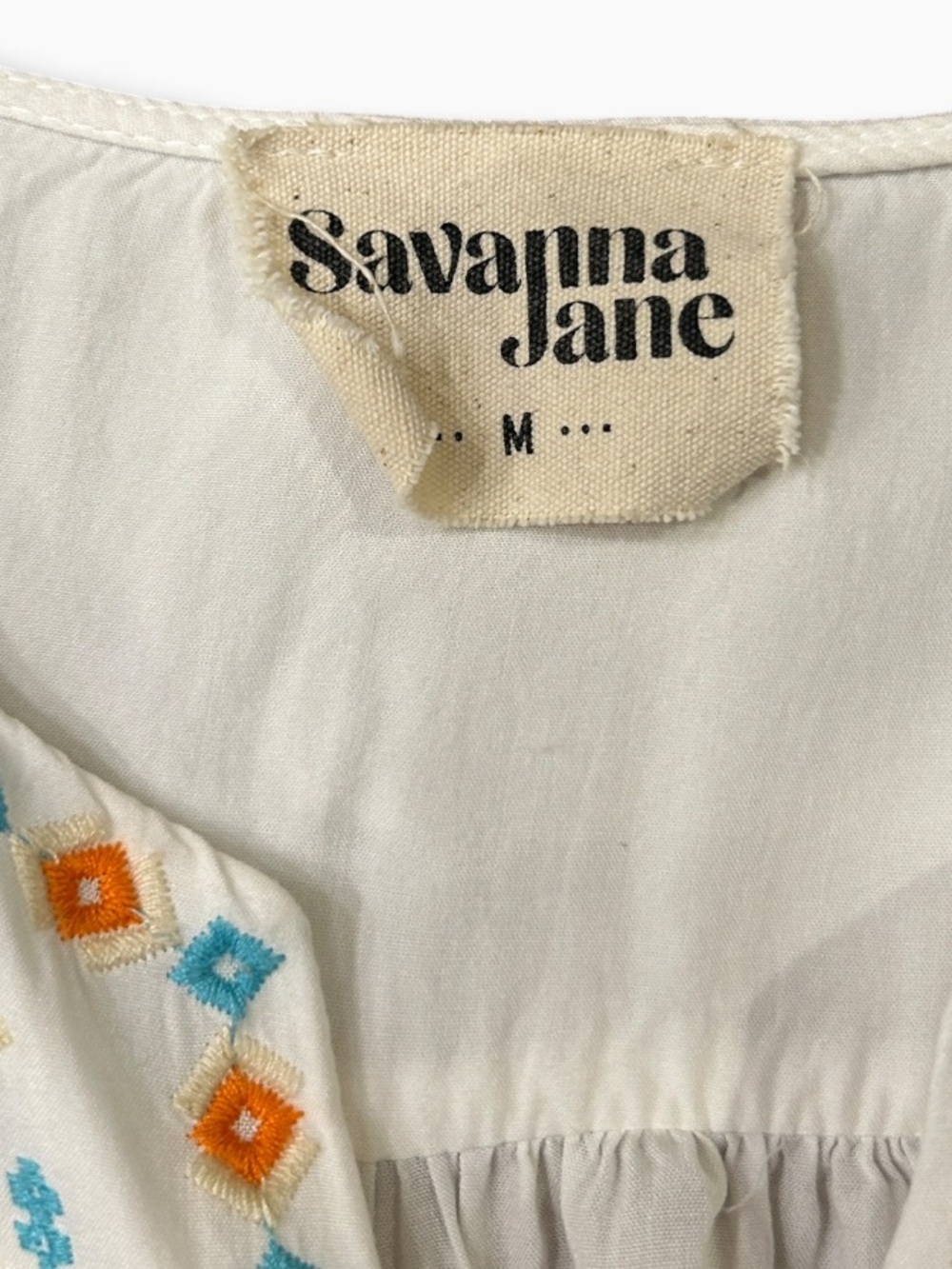 Savanna Jane Boho Floral Embroidered Long Sleeve White Top Size Medium - Picture 4 of 7